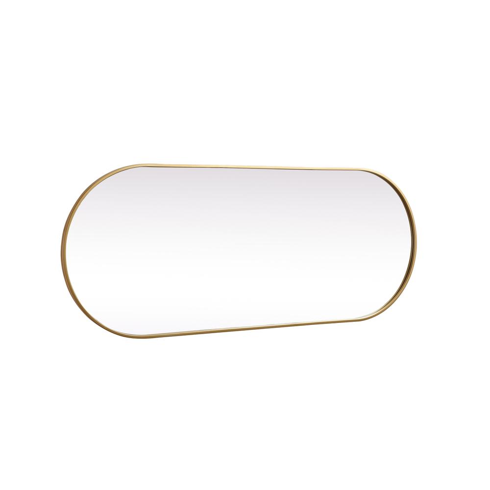 Metal Frame Oval Mirror 24x60 Inch in Brass