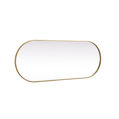 Metal Frame Oval Mirror 24x60 Inch in Brass