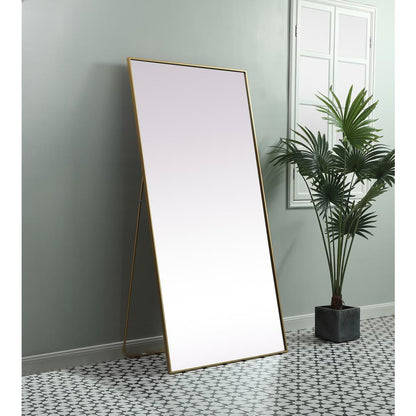 Metal Frame Rectangle Full Length Mirror 36x72 Inch in Brass