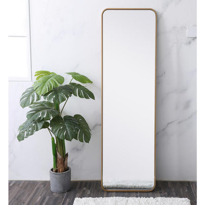 Soft corner metal rectangular mirror 18x60 inch in Brass