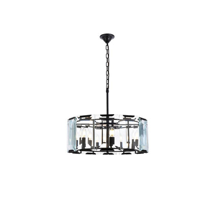 Monaco 6 light Flat Black (Matte) Chandelier Clear Glass Crystal