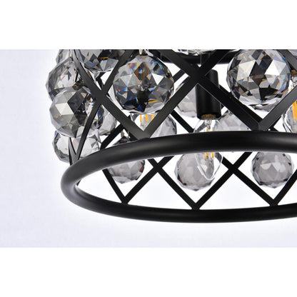 Madison 3 light Matte Black Pendant Silver Shade (Grey) Royal Cut Crystal