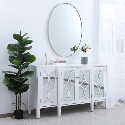 Metal frame oval mirror 40 inch in silver