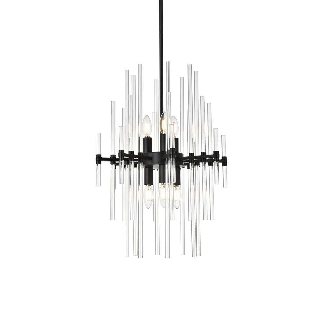 Sienna 17 inch crystal rod pendant in black