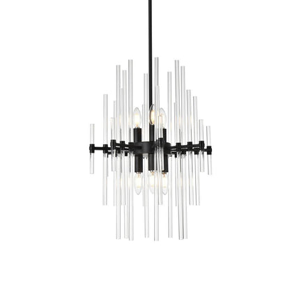 Sienna 17 inch crystal rod pendant in black
