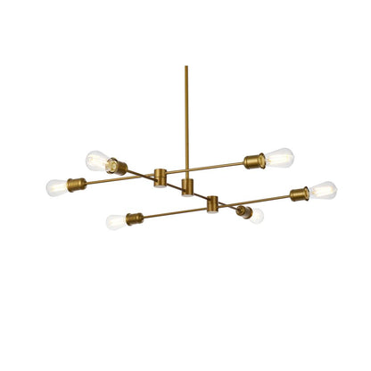 Xavier 6 lights pendant in brass