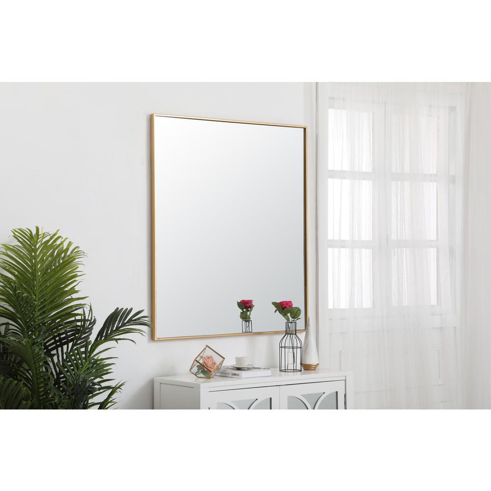 Metal frame rectangle mirror 36 inch in Brass