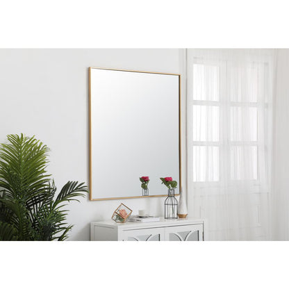 Metal frame rectangle mirror 36 inch in Brass