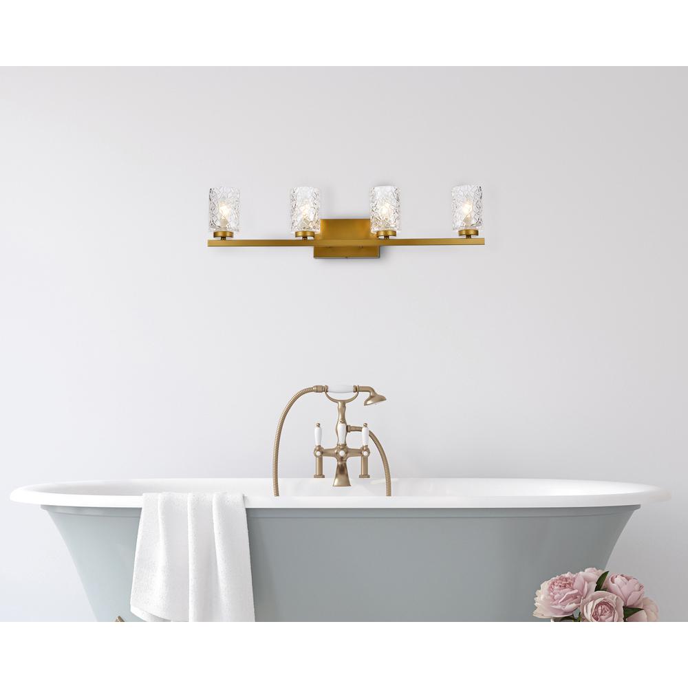 Cassie 4 lights bath sconce in brass with clear shade
