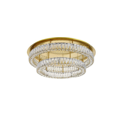 Monroe LED light Gold Flush Mount Clear Royal Cut Crystal