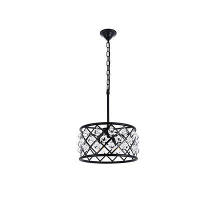 Madison 4 light Matte Black Pendant Clear Royal Cut Crystal