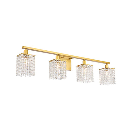 Phineas 4 light Brass and Clear Crystals wall sconce