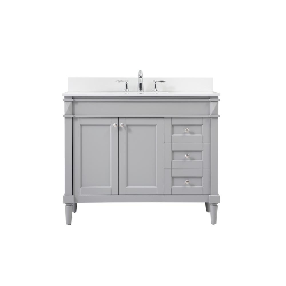 42 inch Single bathroom vanity in grey with backsplash
