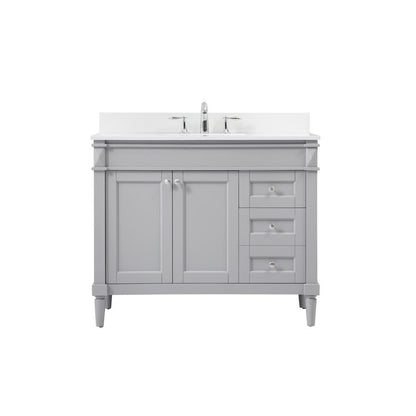 42 inch Single bathroom vanity in grey with backsplash