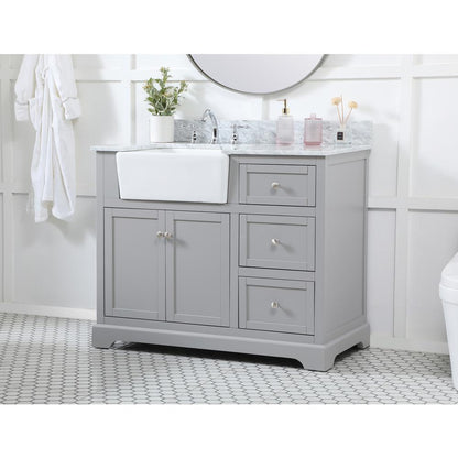42 inch Single bathroom vanity in grey with backsplash