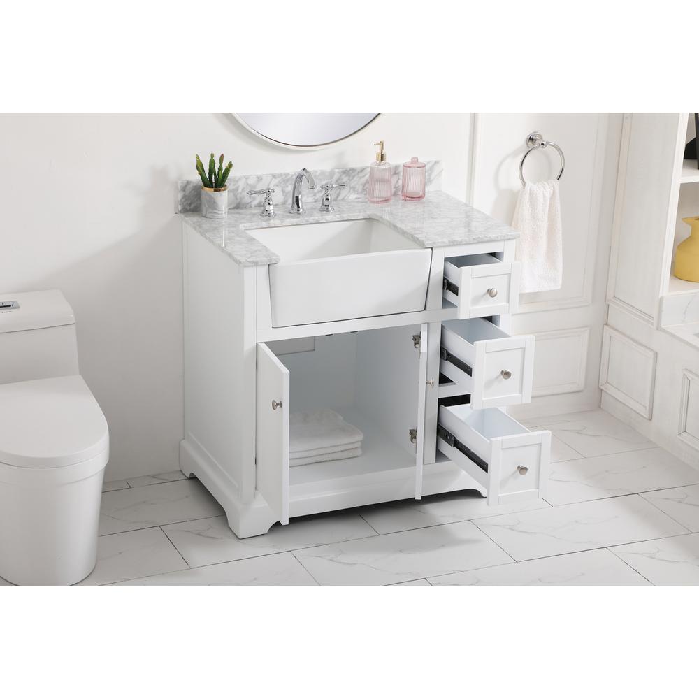 36 inch Single bathroom vanity in white with backsplash