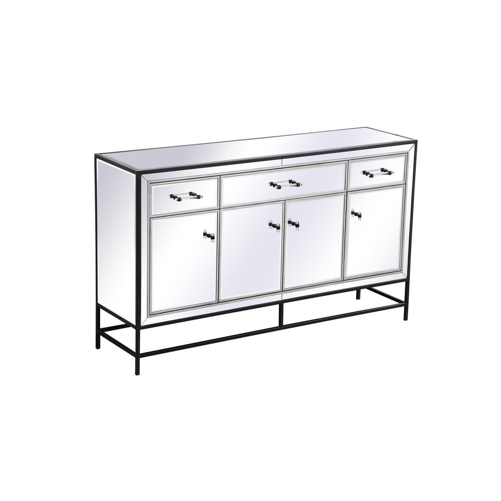 James 60 in. mirrored credenza in black