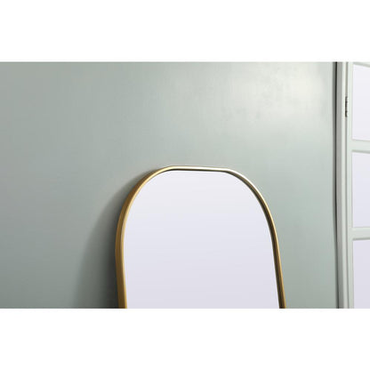 Metal Frame Arch Full Length Mirror 28x74 Inch in Brass