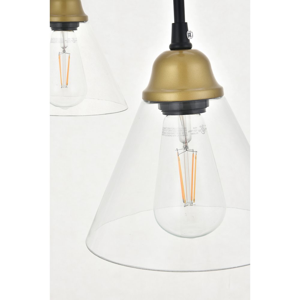 Histoire 3 Light Brass And Black Pendant