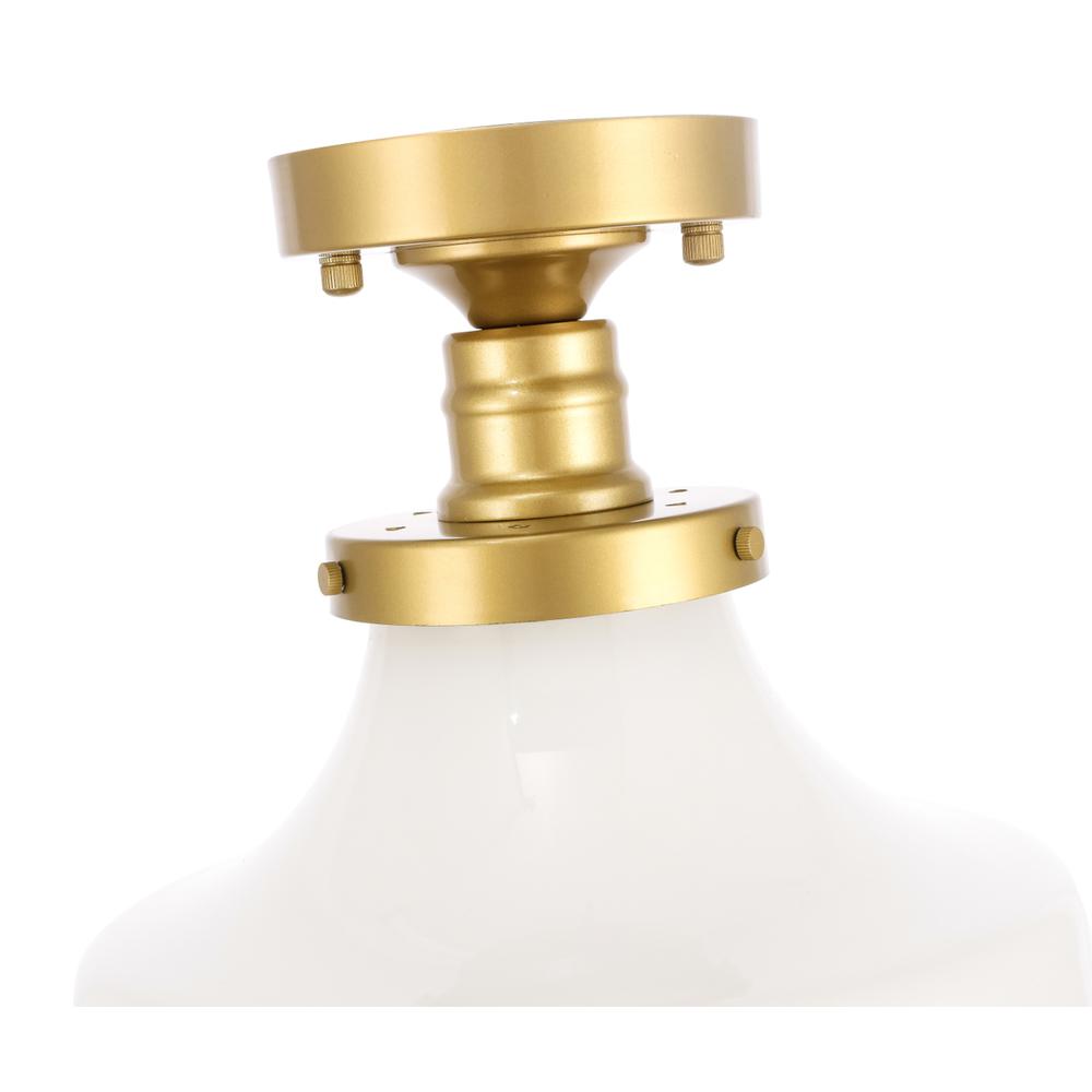 Lyle 1 light Brass and frosted white glass Flush mount