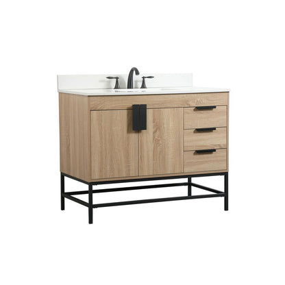 42 inch Single bathroom vanity in mango wood with backsplash