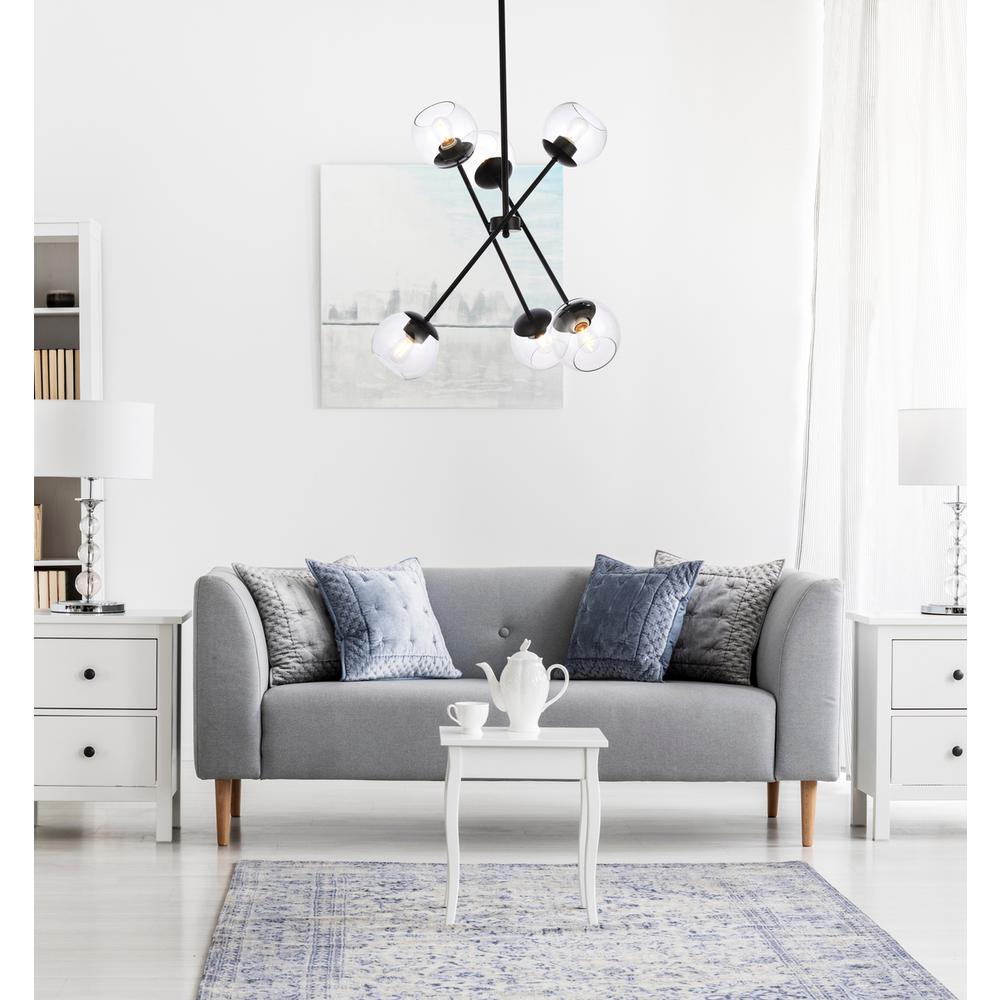 Axl 24 inch pendant in black with clear shade