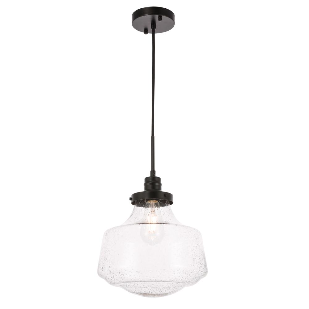 Lyle 1 light Black and Clear seeded glass pendant