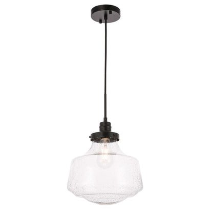 Lyle 1 light Black and Clear seeded glass pendant