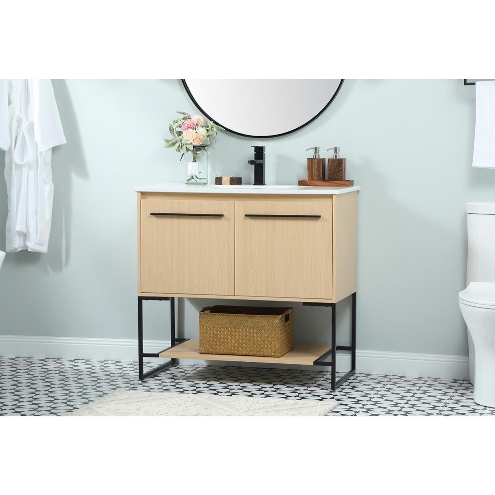 36 inch Single bathroom vanity in maple