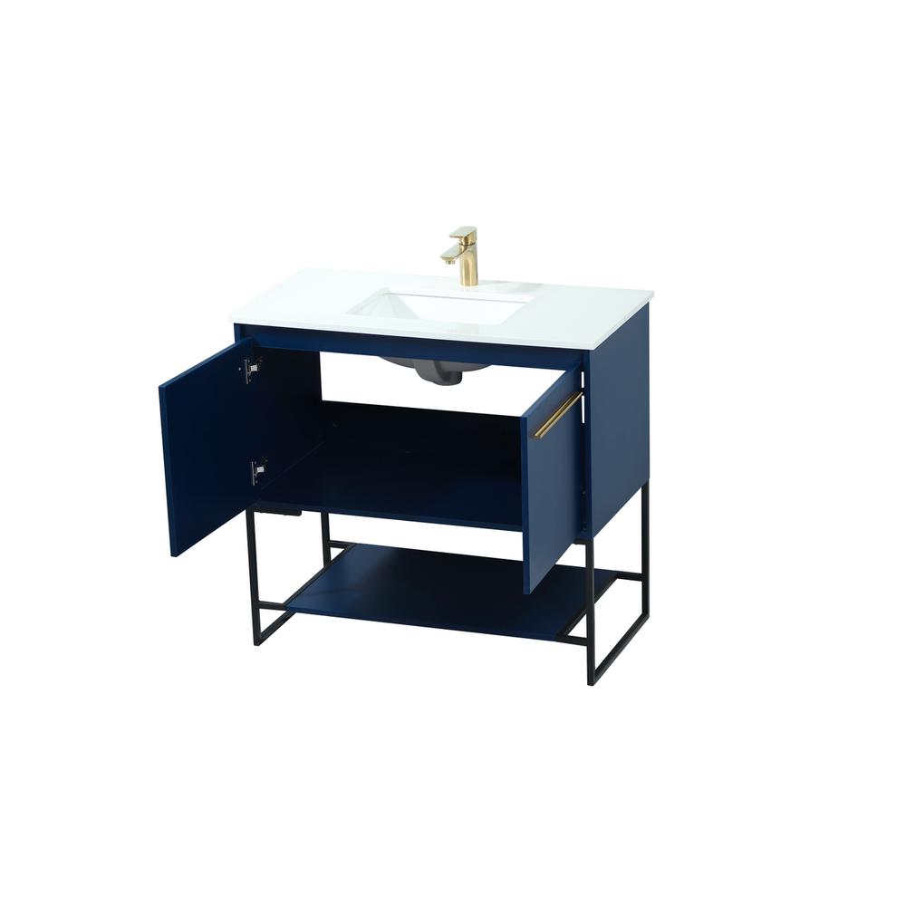 36 inch Single bathroom vanity in blue