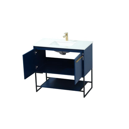 36 inch Single bathroom vanity in blue