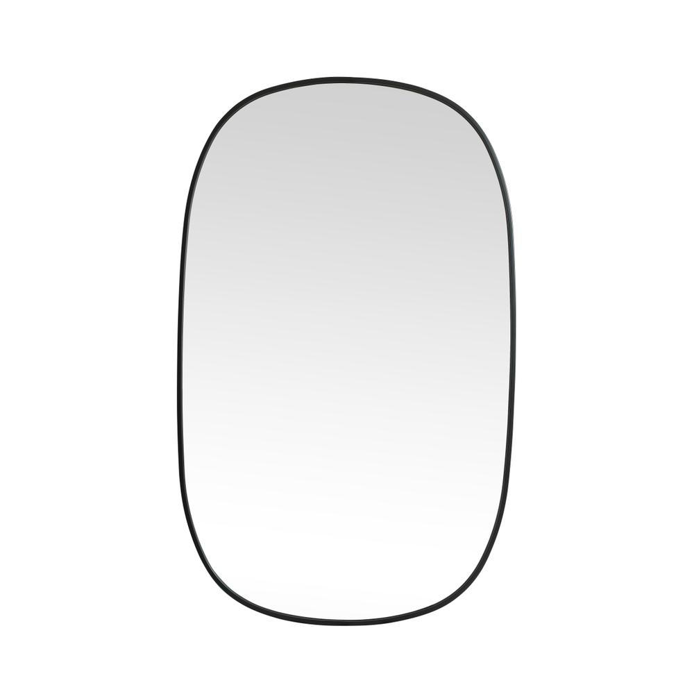 Metal Frame Oval Mirror 30x48 Inch in Black