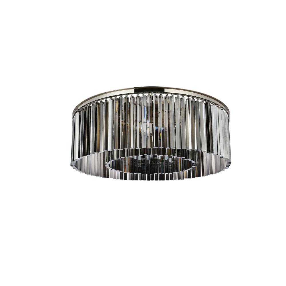 Sydney 10 light polished nickel Flush Mount Silver Shade