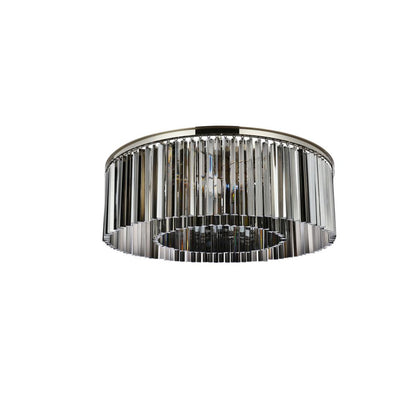 Sydney 10 light polished nickel Flush Mount Silver Shade