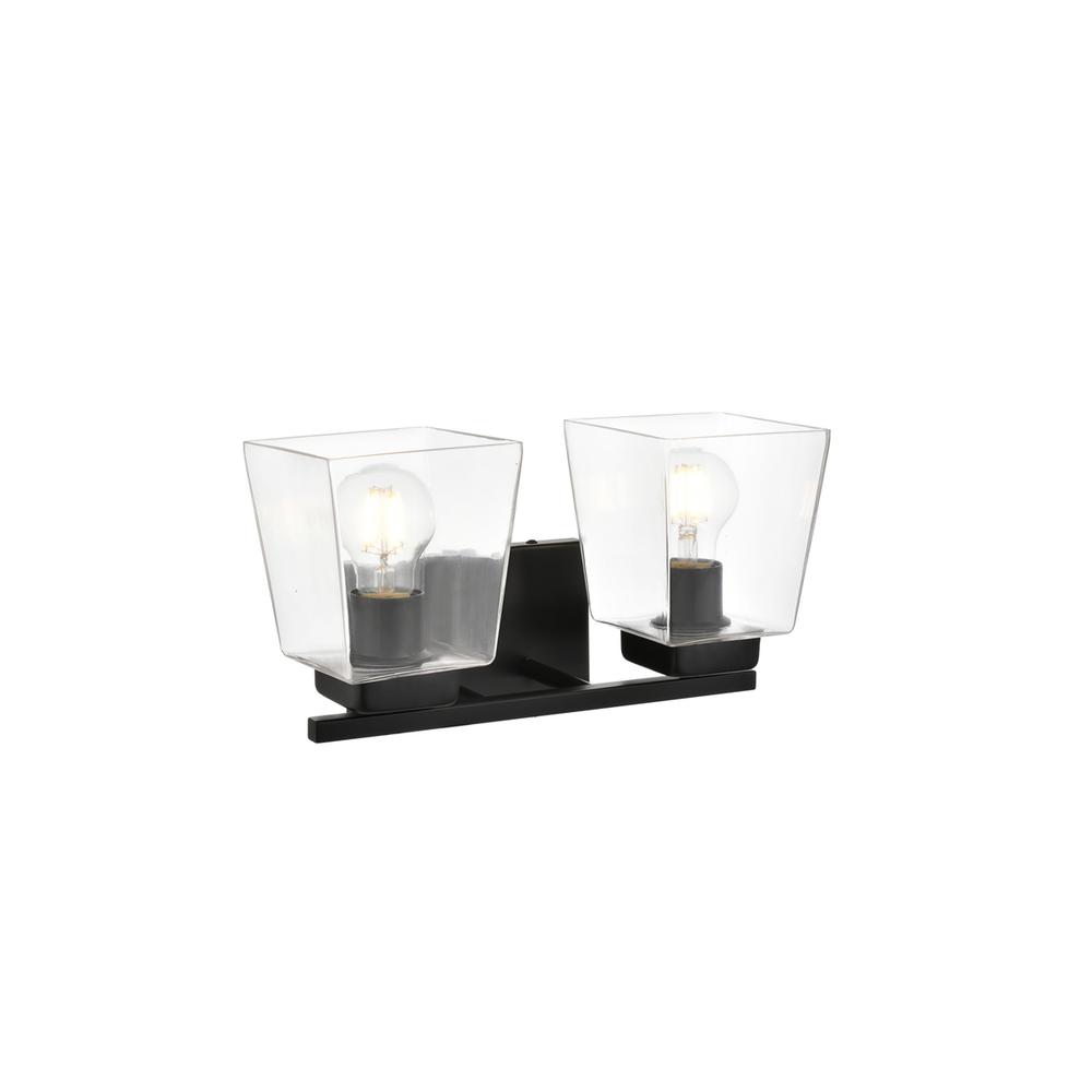 Merrick 2 light Black and Clear Bath Sconce