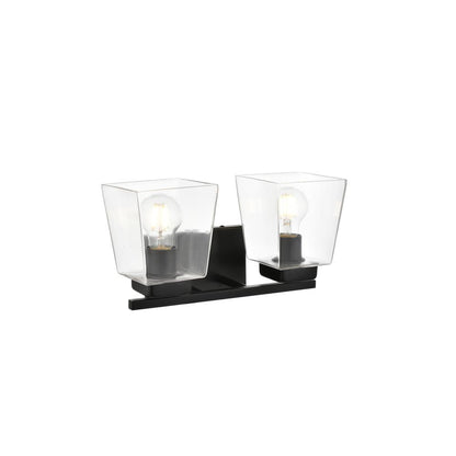 Merrick 2 light Black and Clear Bath Sconce