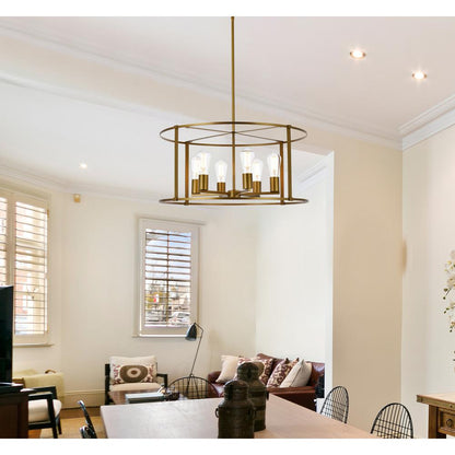 Agnys 6 lights pendant in brass