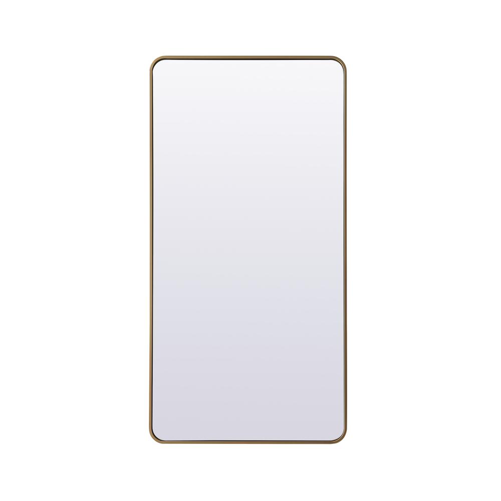 Soft Corner Metal Rectangle Full Length Mirror 30x60 Inch in Brass
