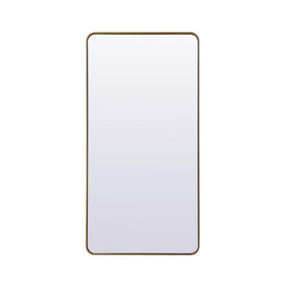 Soft Corner Metal Rectangle Full Length Mirror 30x60 Inch in Brass