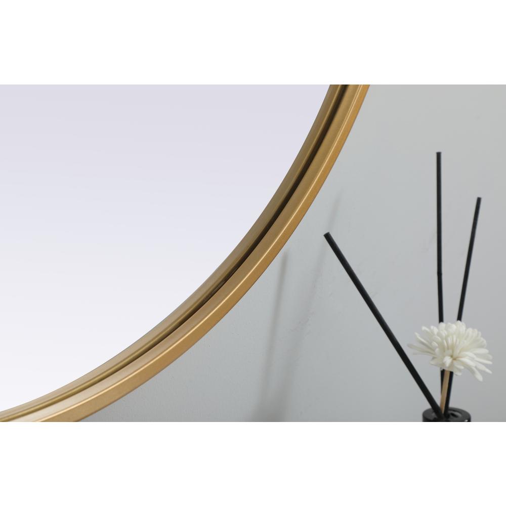 Metal Frame Oval Mirror 27x40 Inch in Brass