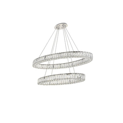 Monroe Integrated LED light Chrome Chandelier Clear Royal Cut Crystal
