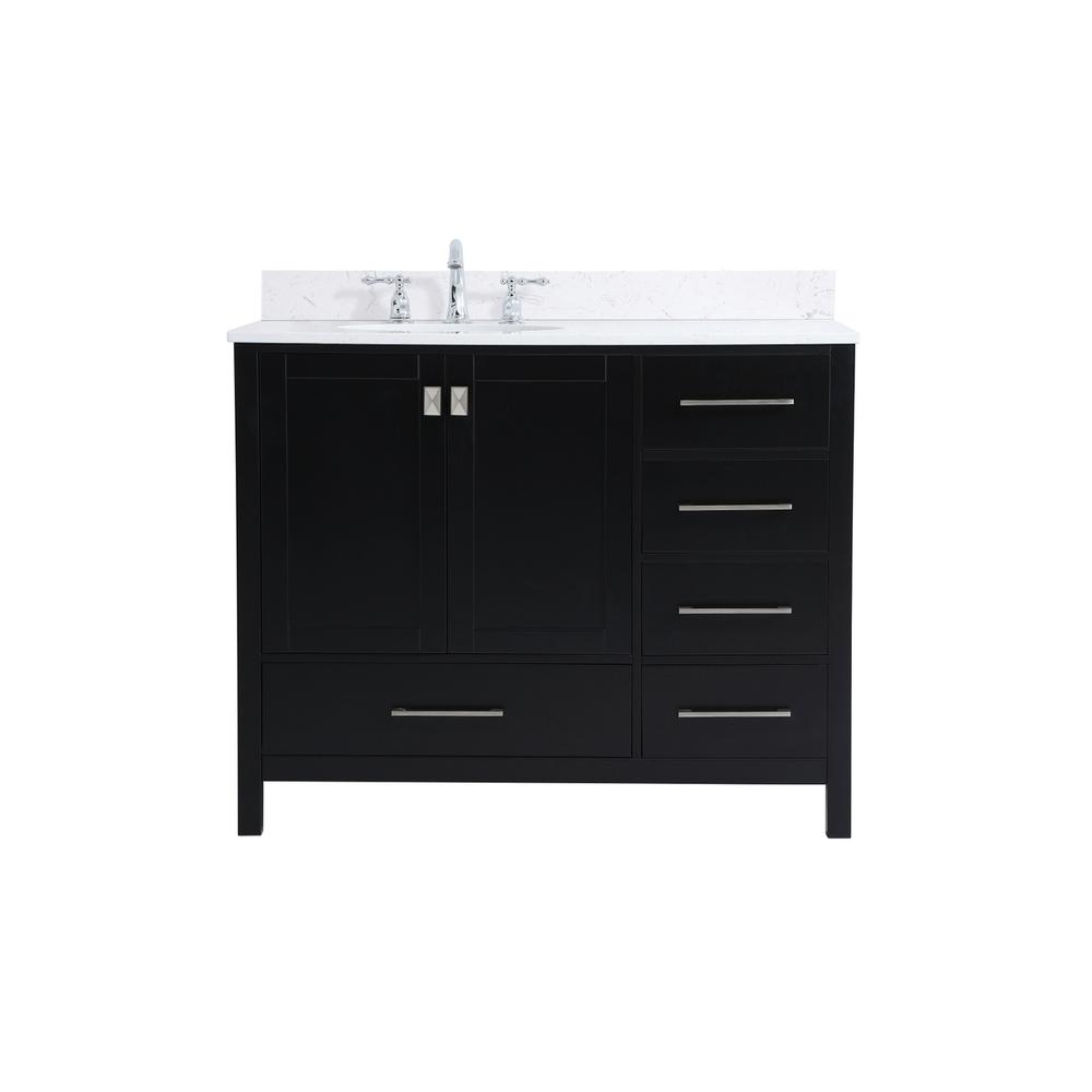 42 inch Single Bathroom Vanity in Black with Backsplash
