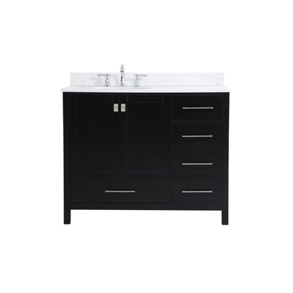 42 inch Single Bathroom Vanity in Black with Backsplash
