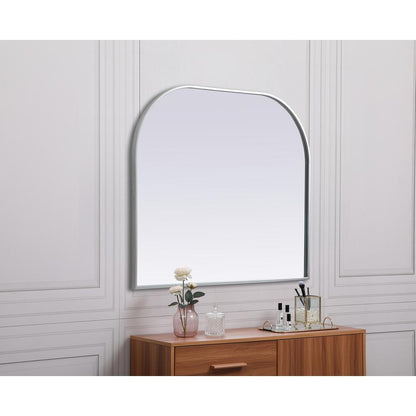 Metal Frame Arch Mirror 36x30 Inch in Silver