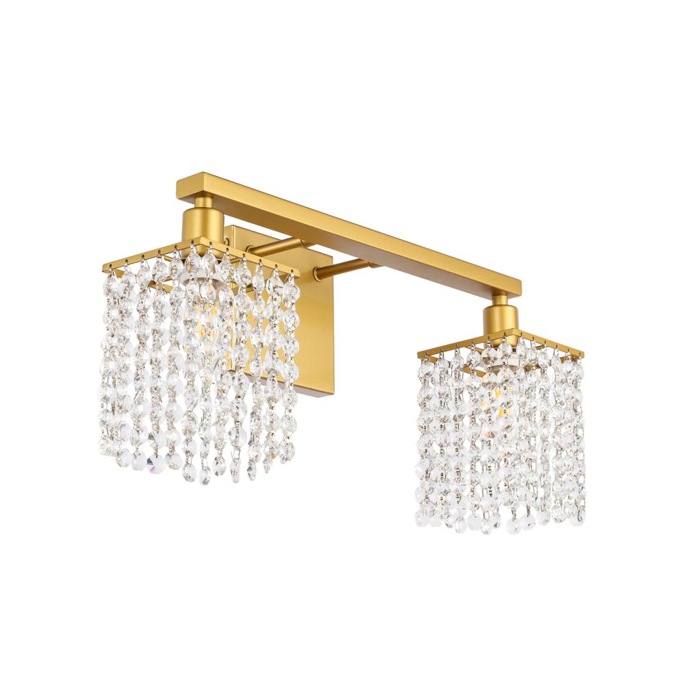 Phineas 2 light Brass and Clear Crystals wall sconce