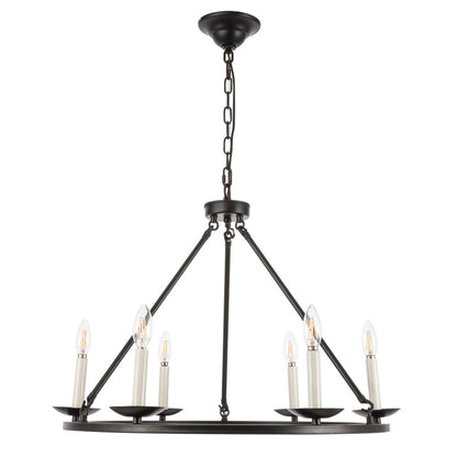 Maine 6 light Black chandelier