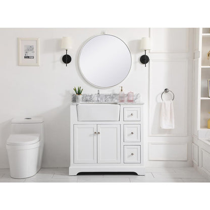36 inch Single bathroom vanity in white with backsplash