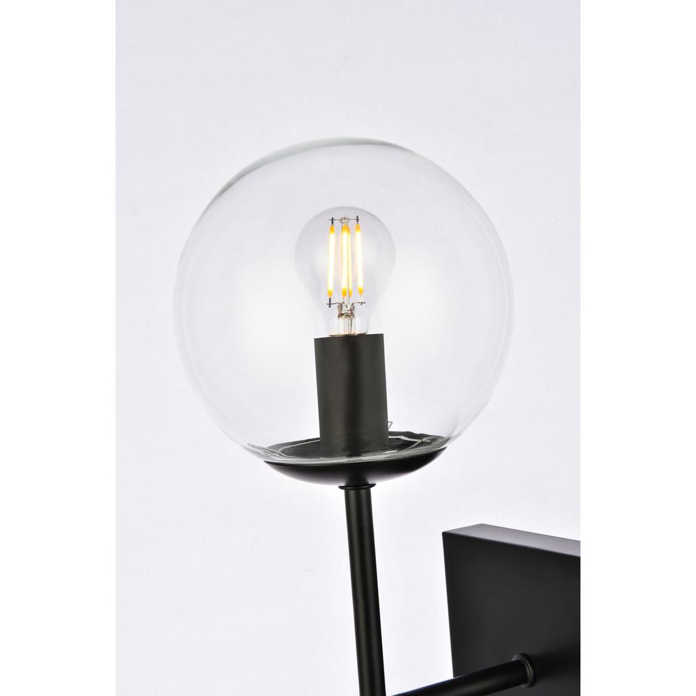 Neri 2 lights black and clear glass wall sconce