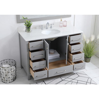 48 inch Single Bathroom Vanity in Gray with Backsplash
