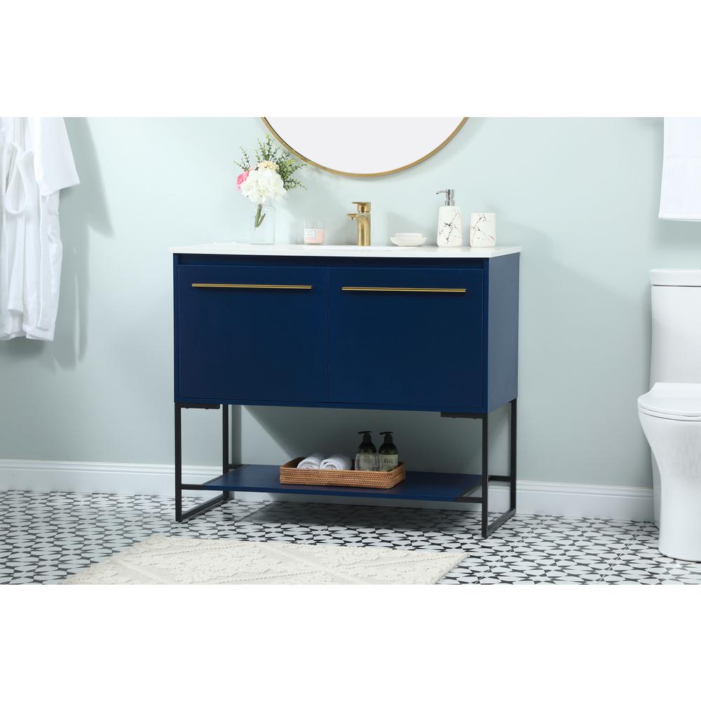 40 inch Single bathroom vanity in blue